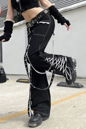 Cute Everyday Outfits, Outfit Inspo Casual Grunge Lace Up Baggy Jeans