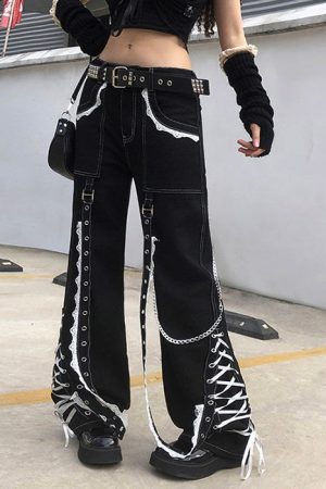 Cute Everyday Outfits, Outfit Inspo Casual Grunge Lace Up Baggy Jeans