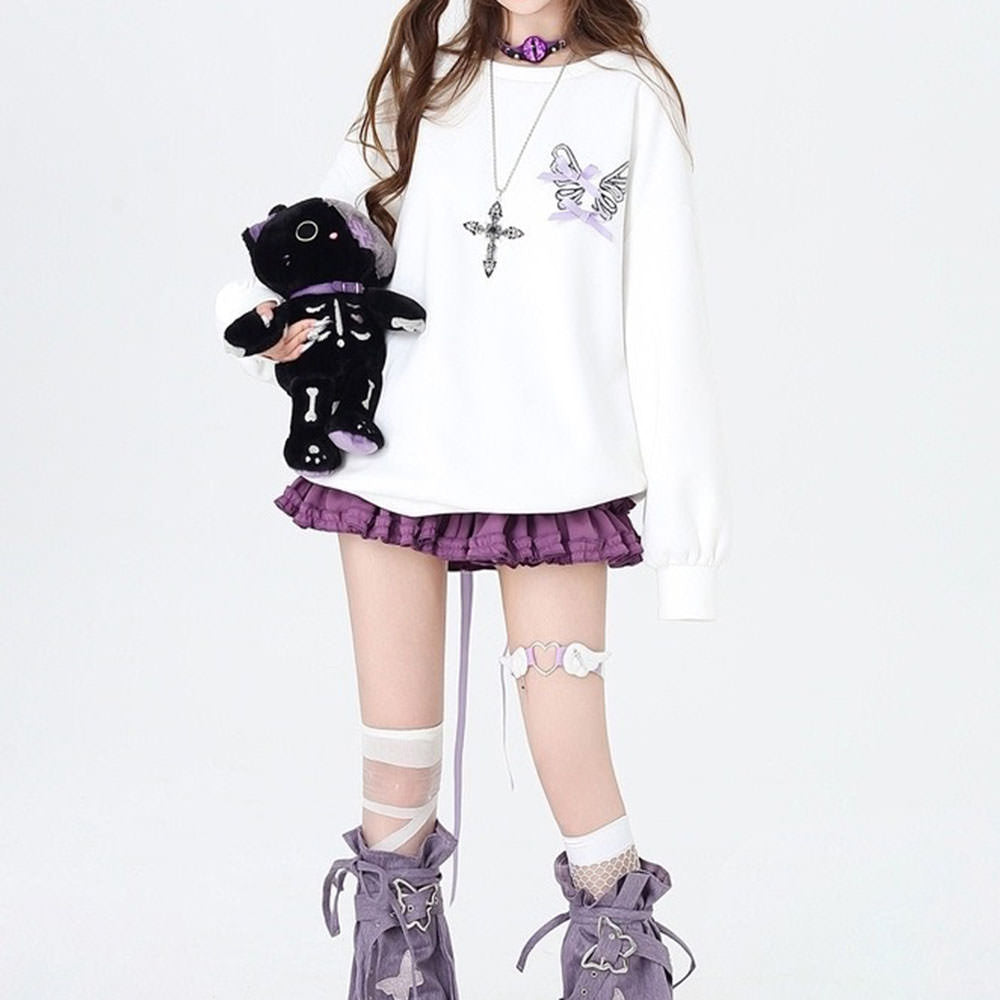 Cute Everyday Outfits, Outfit Inspo Casual Grunge Lace-Up Butterfly Skeleton Sweatshirt Cute Everyday Outfits, Outfit Inspo Casual Grunge Lace-Up Butterfly Skeleton Sweatshirt