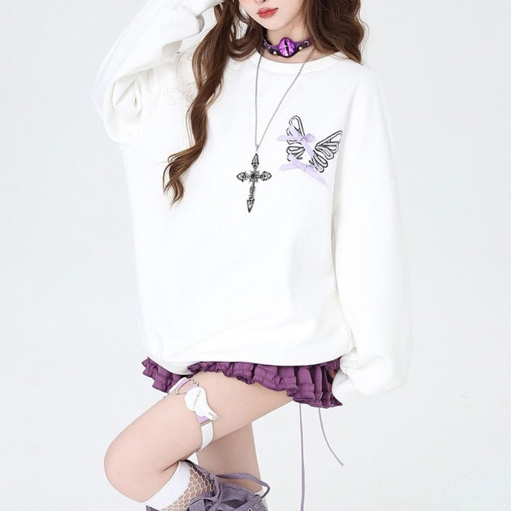 Cute Everyday Outfits, Outfit Inspo Casual Grunge Lace-Up Butterfly Skeleton Sweatshirt Cute Everyday Outfits, Outfit Inspo Casual Grunge Lace-Up Butterfly Skeleton Sweatshirt