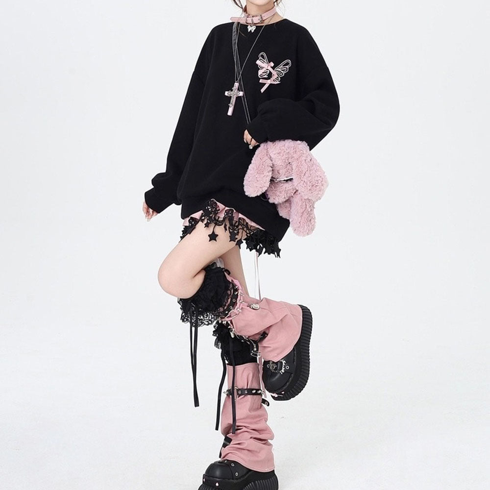 Cute Everyday Outfits, Outfit Inspo Casual Grunge Lace-Up Butterfly Skeleton Sweatshirt Cute Everyday Outfits, Outfit Inspo Casual Grunge Lace-Up Butterfly Skeleton Sweatshirt