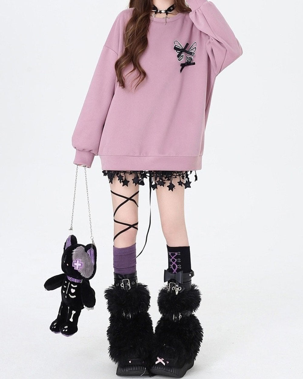 Cute Everyday Outfits, Outfit Inspo Casual Grunge Lace-Up Butterfly Skeleton Sweatshirt Cute Everyday Outfits, Outfit Inspo Casual Grunge Lace-Up Butterfly Skeleton Sweatshirt