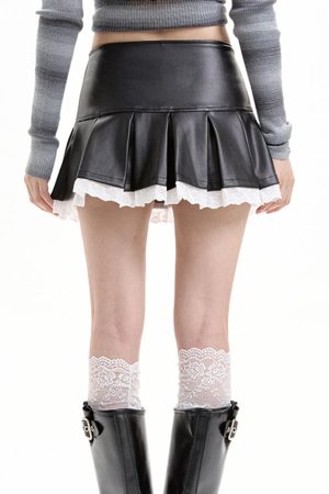 Cute Everyday Outfits, Outfit Inspo Casual Grunge Leather Lace Mini Skirt
