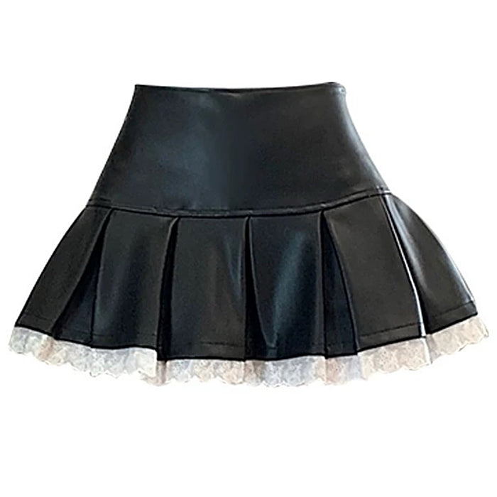 Cute Everyday Outfits, Outfit Inspo Casual Grunge Leather Lace Mini Skirt
