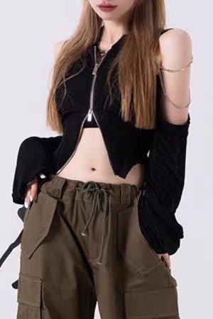 Cute Everyday Outfits, Outfit Inspo Casual Grunge Long Sleeve Chain Top