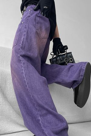 Cute Everyday Outfits, Outfit Inspo Casual Grunge Purple Baggy Jeans