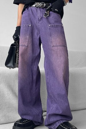 Cute Everyday Outfits, Outfit Inspo Casual Grunge Purple Baggy Jeans