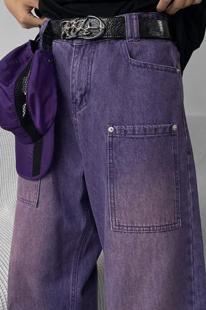 Cute Everyday Outfits, Outfit Inspo Casual Grunge Purple Baggy Jeans