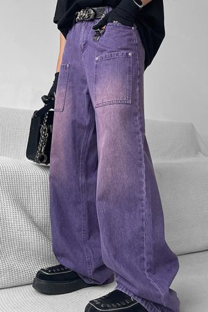 Cute Everyday Outfits, Outfit Inspo Casual Grunge Purple Baggy Jeans