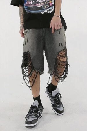 Cute Everyday Outfits, Outfit Inspo Casual Grunge Ripped Denim Shorts