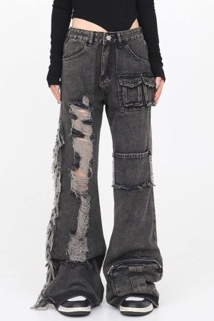 Cute Everyday Outfits, Outfit Inspo Casual Grunge Ripped Jeans in Black