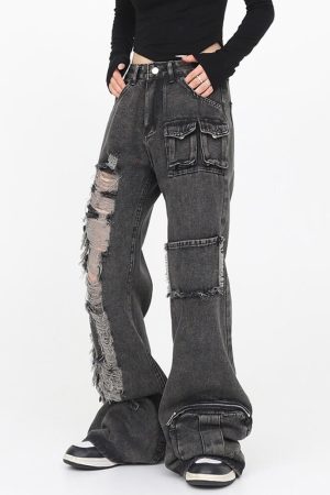 Cute Everyday Outfits, Outfit Inspo Casual Grunge Ripped Jeans in Black