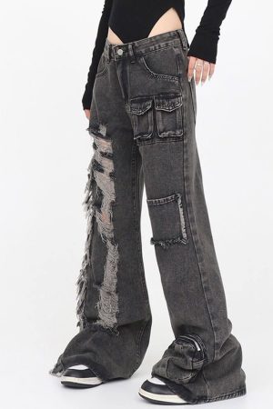 Cute Everyday Outfits, Outfit Inspo Casual Grunge Ripped Jeans in Black