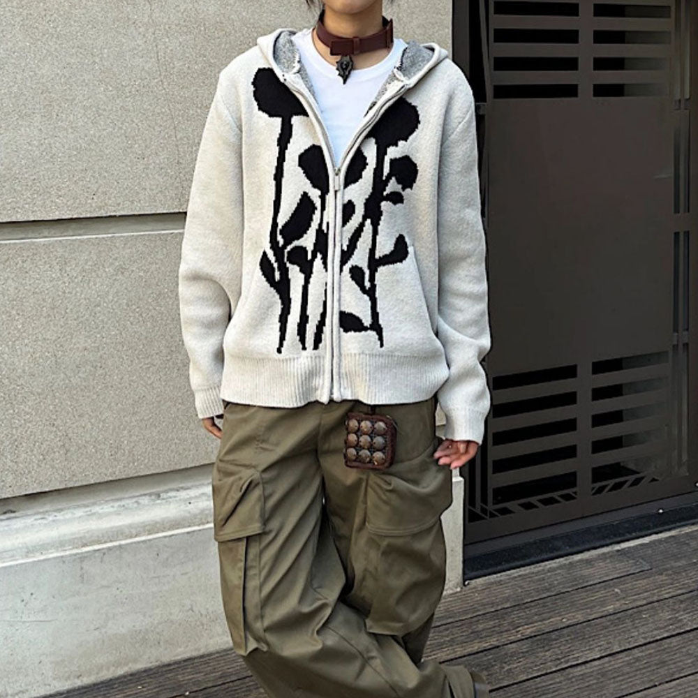 Cute Everyday Outfits, Outfit Inspo Casual Grunge Rose Knit Hoodie Cute Everyday Outfits, Outfit Inspo Casual Grunge Rose Knit Hoodie