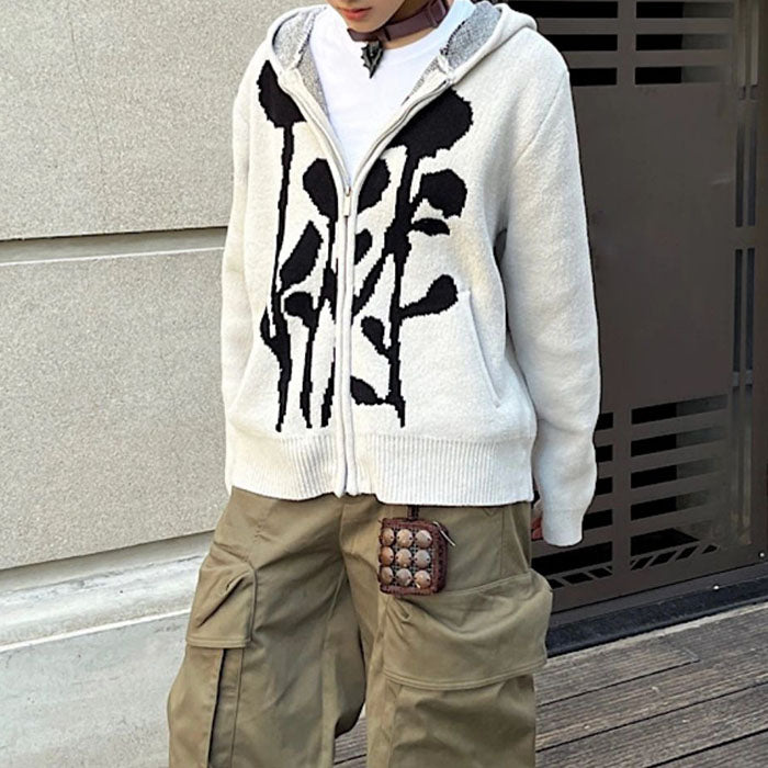 Cute Everyday Outfits, Outfit Inspo Casual Grunge Rose Knit Hoodie Cute Everyday Outfits, Outfit Inspo Casual Grunge Rose Knit Hoodie