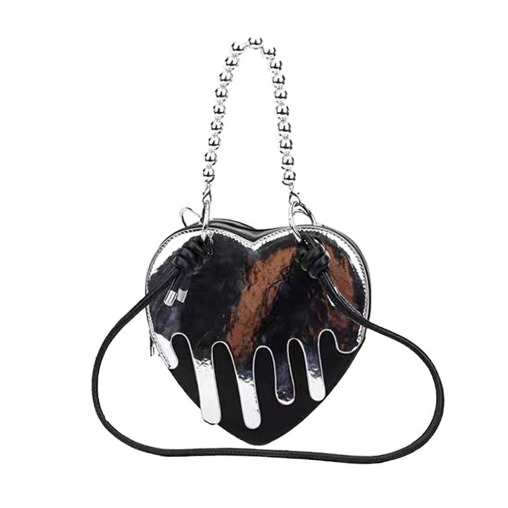 Cute Everyday Outfits, Outfit Inspo Casual Grunge Silver Drip Heart Handbag