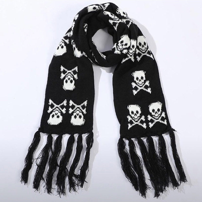 Cute Everyday Outfits, Outfit Inspo Casual Grunge Skull Knitted Scarf Cute Everyday Outfits, Outfit Inspo Casual Grunge Skull Knitted Scarf