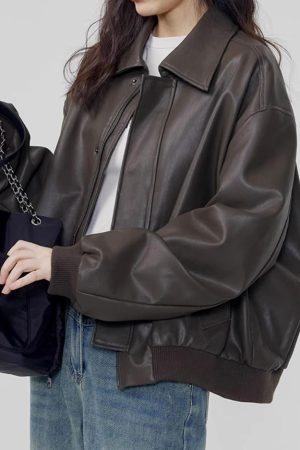 Cute Everyday Outfits, Outfit Inspo Casual Grunge Sleaze Leather Bomber Jacket