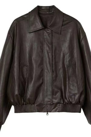 Cute Everyday Outfits, Outfit Inspo Casual Grunge Sleaze Leather Bomber Jacket