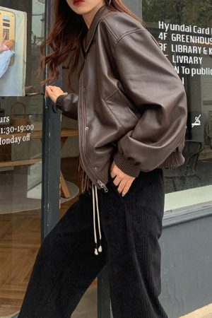 Cute Everyday Outfits, Outfit Inspo Casual Grunge Sleaze Leather Bomber Jacket