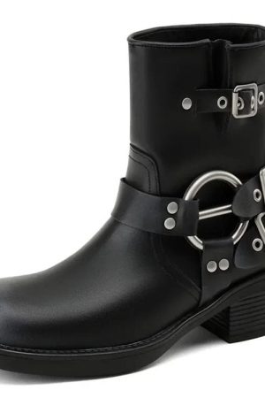 Cute Everyday Outfits, Outfit Inspo Casual Grunge Sleaze Motorcycle Buckle Boots