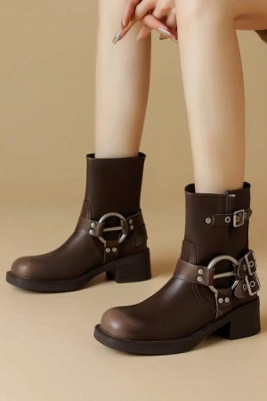 Cute Everyday Outfits, Outfit Inspo Casual Grunge Sleaze Motorcycle Buckle Boots