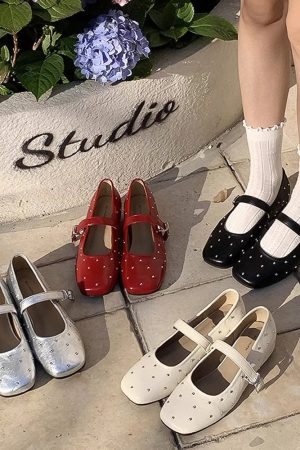 Cute Everyday Outfits, Outfit Inspo Casual Grunge Sleaze Studded Mary Jane Flats