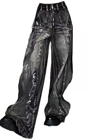 Cute Everyday Outfits, Outfit Inspo Casual Grunge Wide-Leg Cargo Jeans