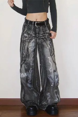 Cute Everyday Outfits, Outfit Inspo Casual Grunge Wide-Leg Cargo Jeans