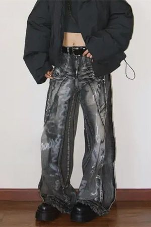 Cute Everyday Outfits, Outfit Inspo Casual Grunge Wide-Leg Cargo Jeans