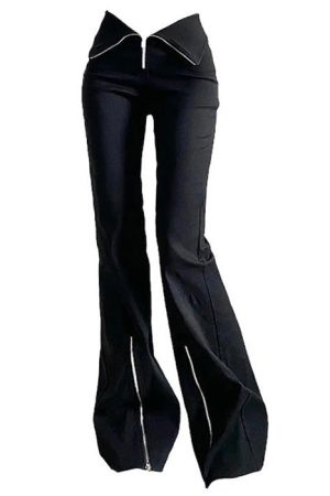Cute Everyday Outfits, Outfit Inspo Casual Grunge Zip Up Flared Pants
