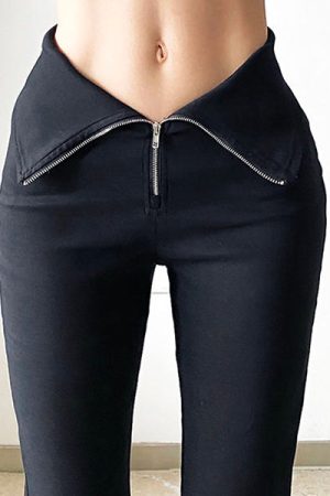 Cute Everyday Outfits, Outfit Inspo Casual Grunge Zip Up Flared Pants