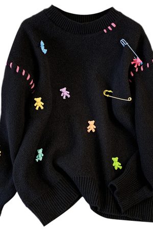 Cute Everyday Outfits, Outfit Inspo Casual Gummy Bear Knit Sweater