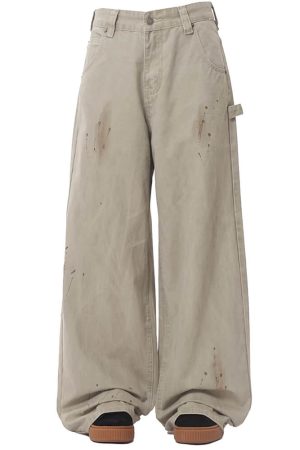 Cute Everyday Outfits, Outfit Inspo Casual Handprint Wide-Leg Jeans