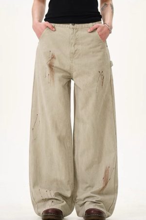 Cute Everyday Outfits, Outfit Inspo Casual Handprint Wide-Leg Jeans