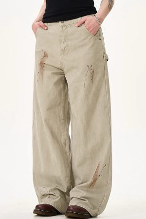 Cute Everyday Outfits, Outfit Inspo Casual Handprint Wide-Leg Jeans