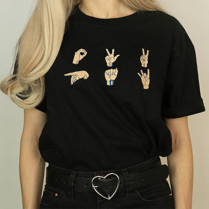 Cute Everyday Outfits, Outfit Inspo Casual Hands Embroidered T-Shirt