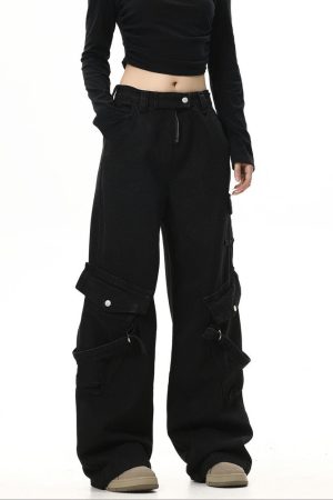 Cute Everyday Outfits, Outfit Inspo Casual Hashtag Drama Black Cargo Jeans