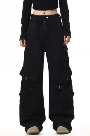 Cute Everyday Outfits, Outfit Inspo Casual Hashtag Drama Black Cargo Jeans