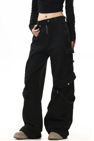 Cute Everyday Outfits, Outfit Inspo Casual Hashtag Drama Black Cargo Jeans