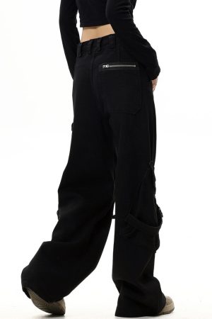 Cute Everyday Outfits, Outfit Inspo Casual Hashtag Drama Black Cargo Jeans