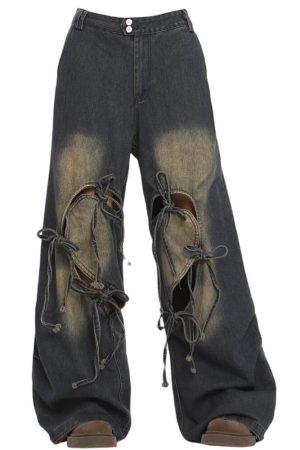 Cute Everyday Outfits, Outfit Inspo Casual Heart Bow Wide Leg Skater Jeans