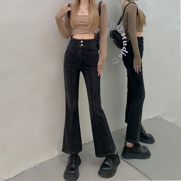 Cute Everyday Outfits, Outfit Inspo Casual Heart Crush Flare Cropped Jeans Cute Everyday Outfits, Outfit Inspo Casual Heart Crush Flare Cropped Jeans