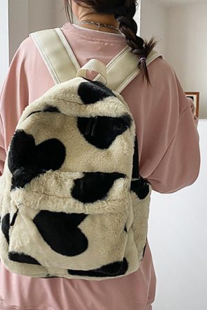 Cute Everyday Outfits, Outfit Inspo Casual Heart Crush Fuzzy Backpack