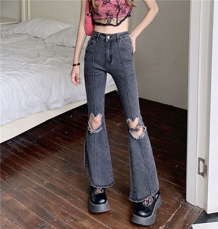 Cute Everyday Outfits, Outfit Inspo Casual Heart Cut Out Grunge Flare Jeans Cute Everyday Outfits, Outfit Inspo Casual Heart Cut Out Grunge Flare Jeans