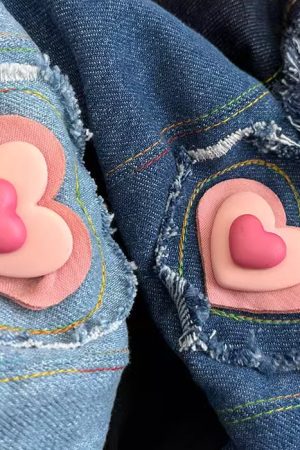 Cute Everyday Outfits, Outfit Inspo Casual Heart Patch Denim Beret Hat