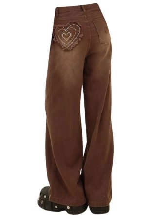 Cute Everyday Outfits, Outfit Inspo Casual Heart Pocket Brown Jeans