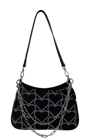 Cute Everyday Outfits, Outfit Inspo Casual Heart Print Chain Bag