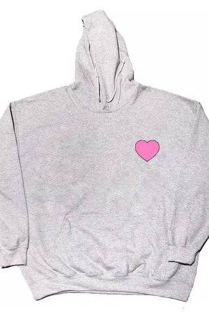 Cute Everyday Outfits, Outfit Inspo Casual Heart Print Hoodie