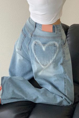 Cute Everyday Outfits, Outfit Inspo Casual Heart Print Pocket Wide Leg Jeans